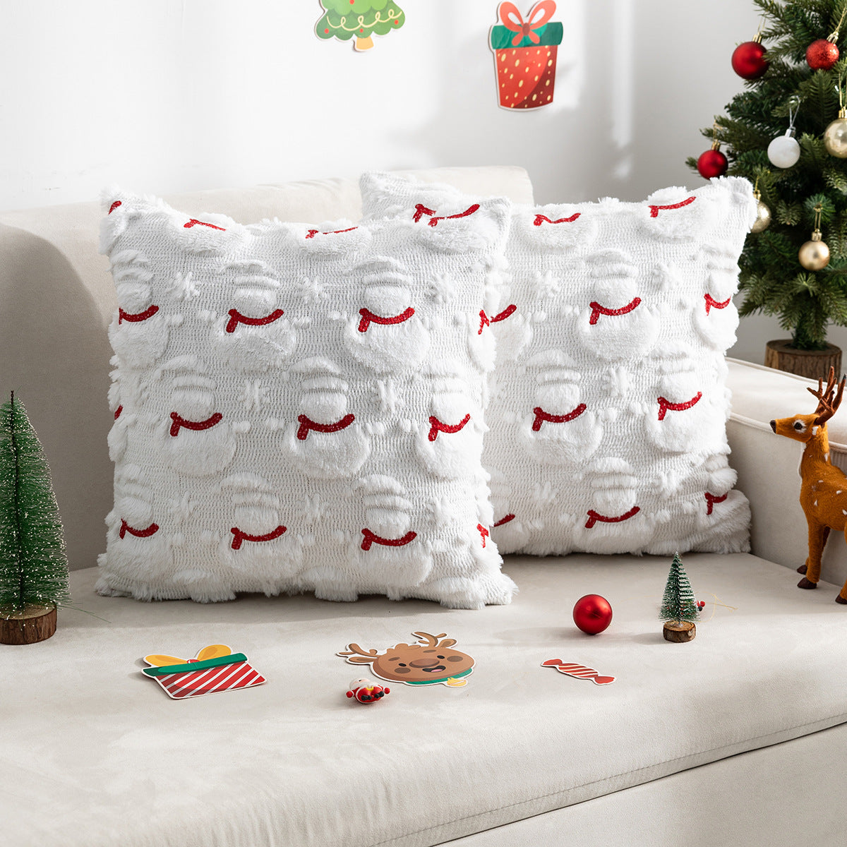 Soft Christmas Tree Snowflake Square Cushion Covers