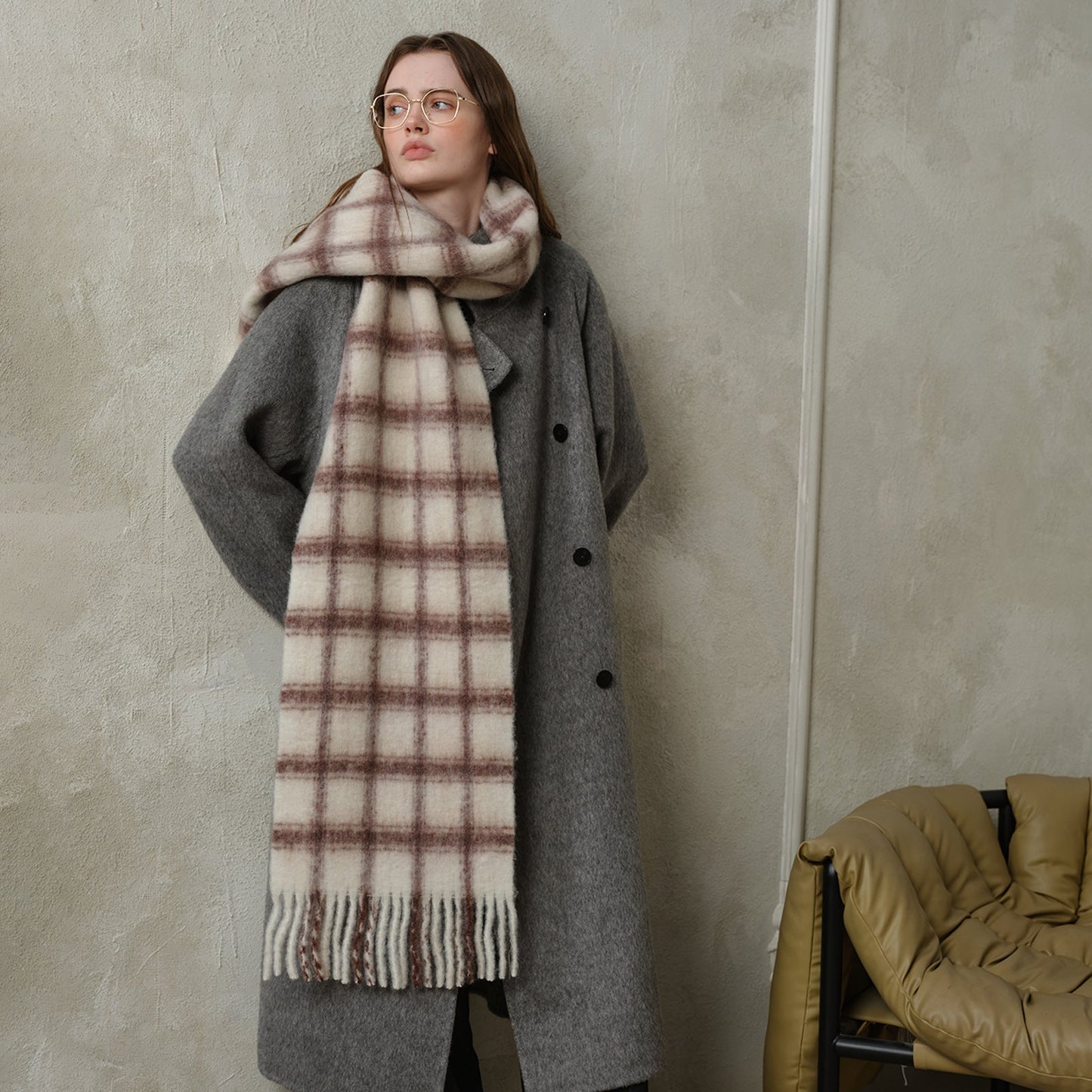 Simple Soft Plaid Soft Warm Scarve