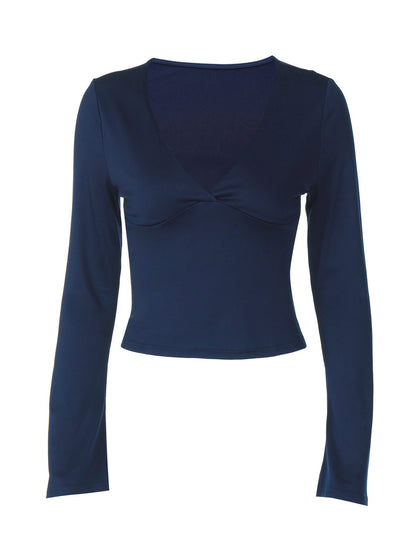 Fashionable Deep V Crop Top Slim Knitwear for Women