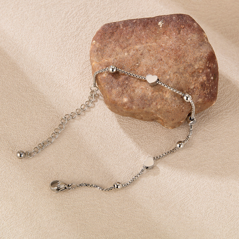 Minimalist Stainless Steel Heart Chain Bracelet