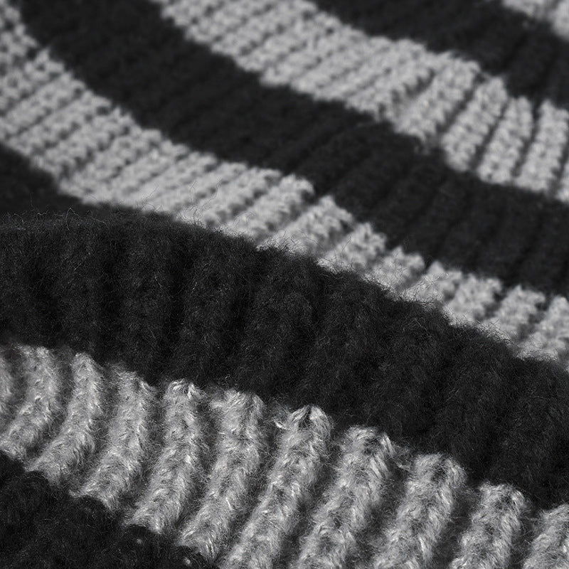 Trendy Striped Color Block Thicken Cuff Beanie