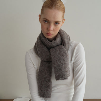 Solid Color Alpaca Wool Blend Scarf for Women