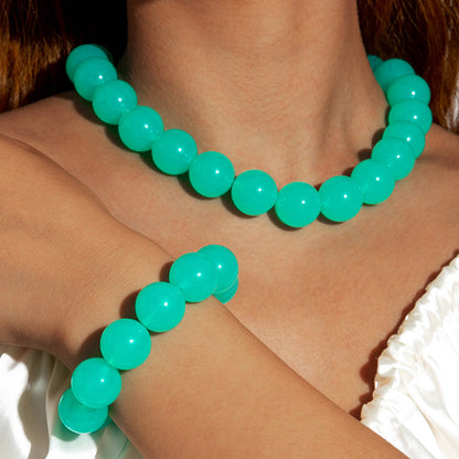 Dopamine Colorful Acrylic Beaded Necklace Trendy Sweet Style