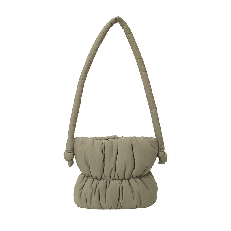 Trendy Nylon Bucket Bag Soft Casual Shoulder Bag