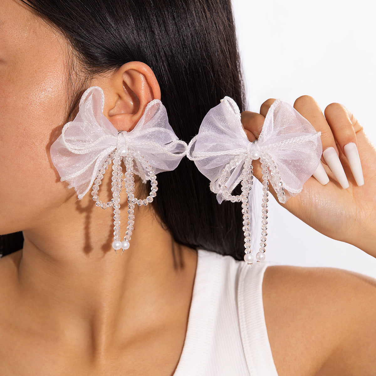 Fresh Camellia Drop Earrings With Imitation Pearls