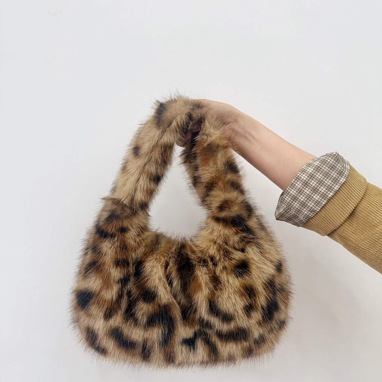 Winter Leopard Print Fluffy Underarm Handbag