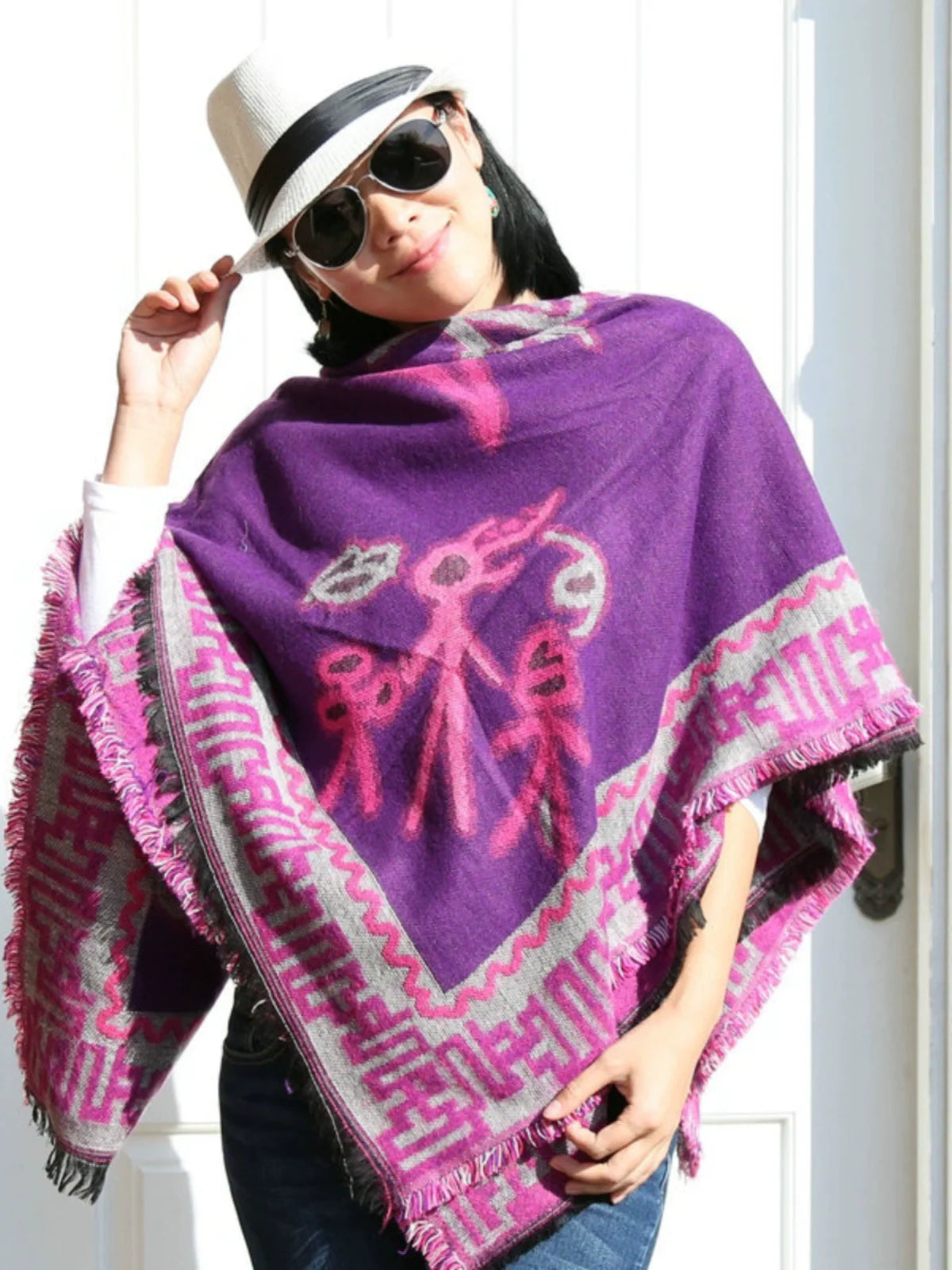 Nepal Vintage Printed Shawl Women'S Imitation Cashmere Warm Ethnic Style Tibetan Scarf