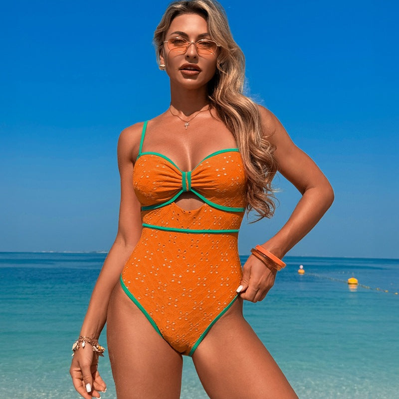 New Women'S One-Piece Swimsuit - Solid Color, Quick-Dry, High Elasticity