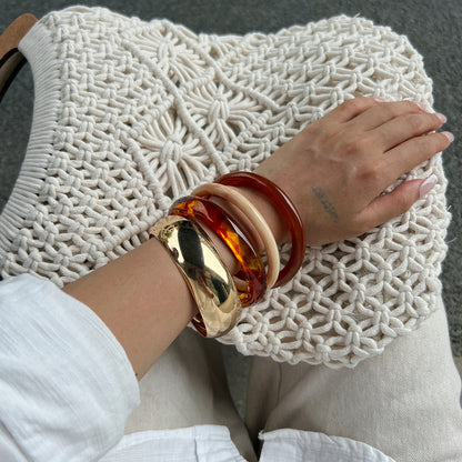 Trendy Vintage Ombre Resin Bangle Geometric Style Bracelet