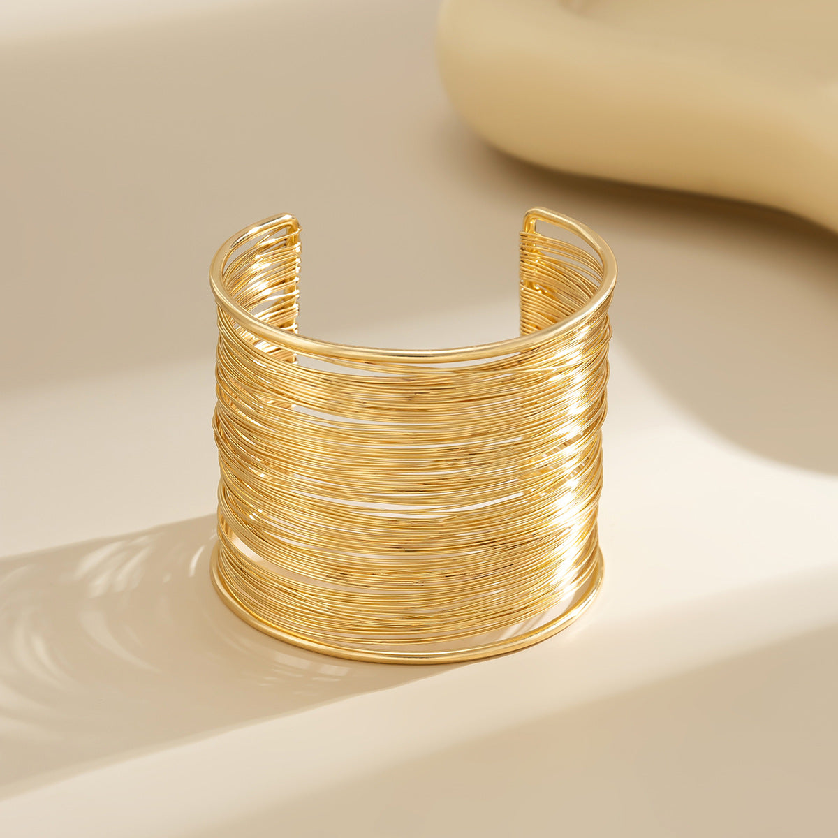 Stylish Punk Metal Wire Open Bangle Vintage Wide Irregular Bracelet