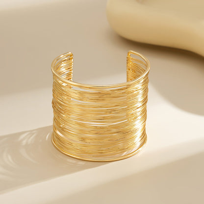 Stylish Punk Metal Wire Open Bangle Vintage Wide Irregular Bracelet