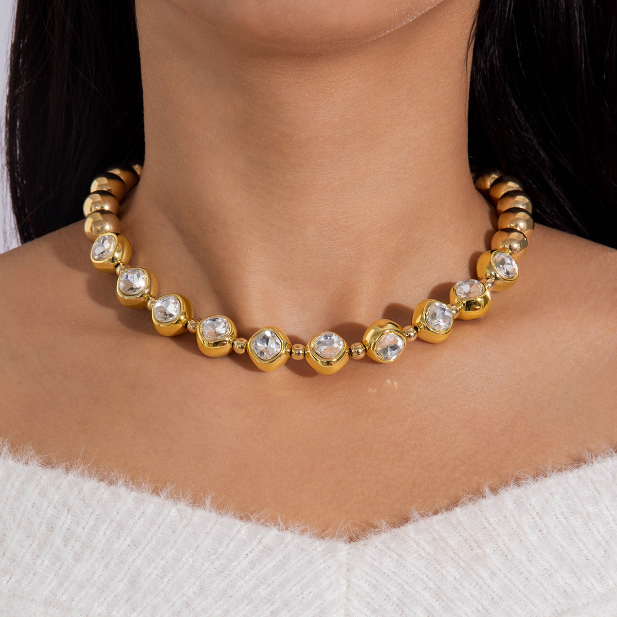 Trendy Ccb Letter Choker Necklace With Handmade Pearl Bow