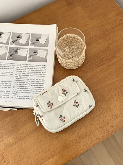Multi-Functional Quilted Card Holder with Floral Print