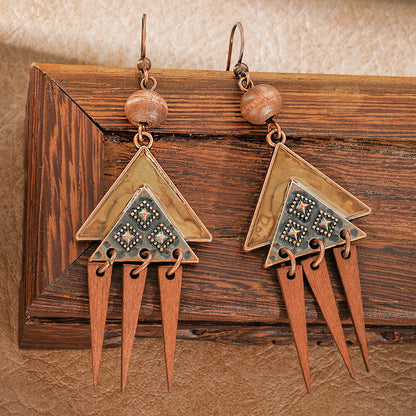 Bohemian Tassel Earrings Geometric Wood Beads Handmade Jewelry
