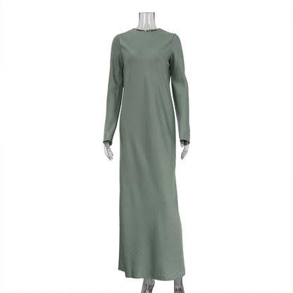Elegant Long Sleeve Bodycon Satin Dress