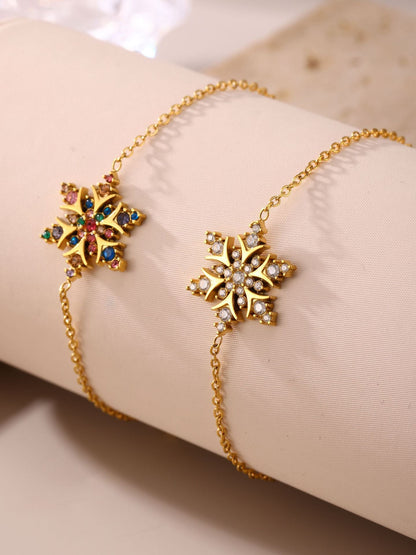 Sparking Cubic Zirconia Snowflake Chain Bracelet