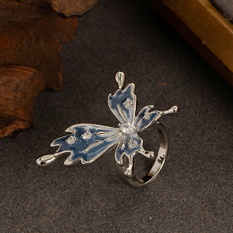 Elegant Floral Adjustable Open Ring With Zirconium For Women
