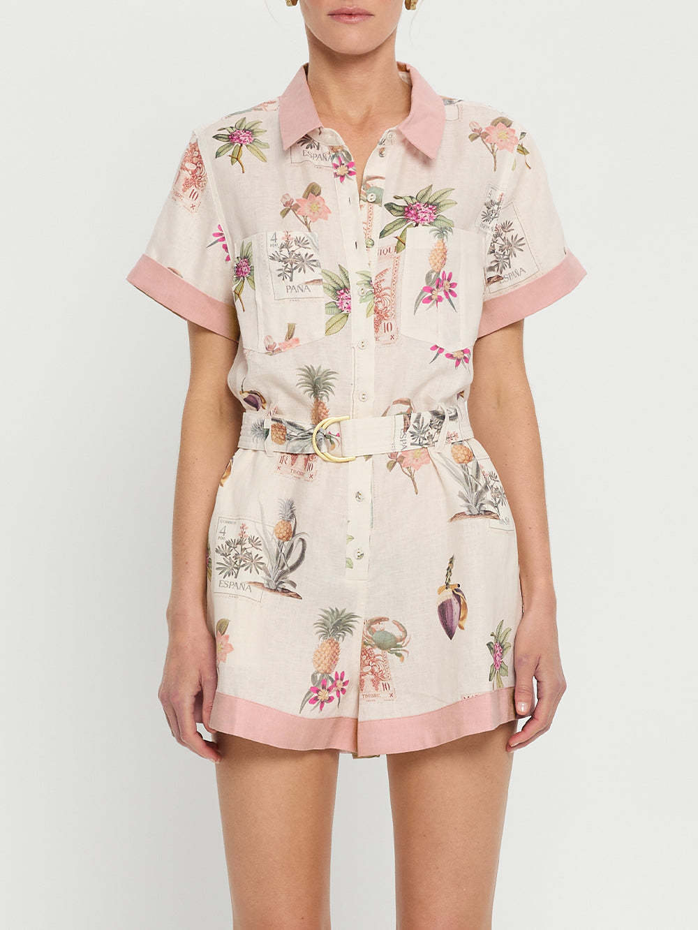 Elegant Tie-Front Linen Jumpsuit with Pockets