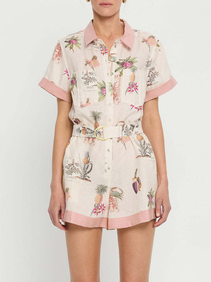 Elegant Tie-Front Linen Jumpsuit with Pockets