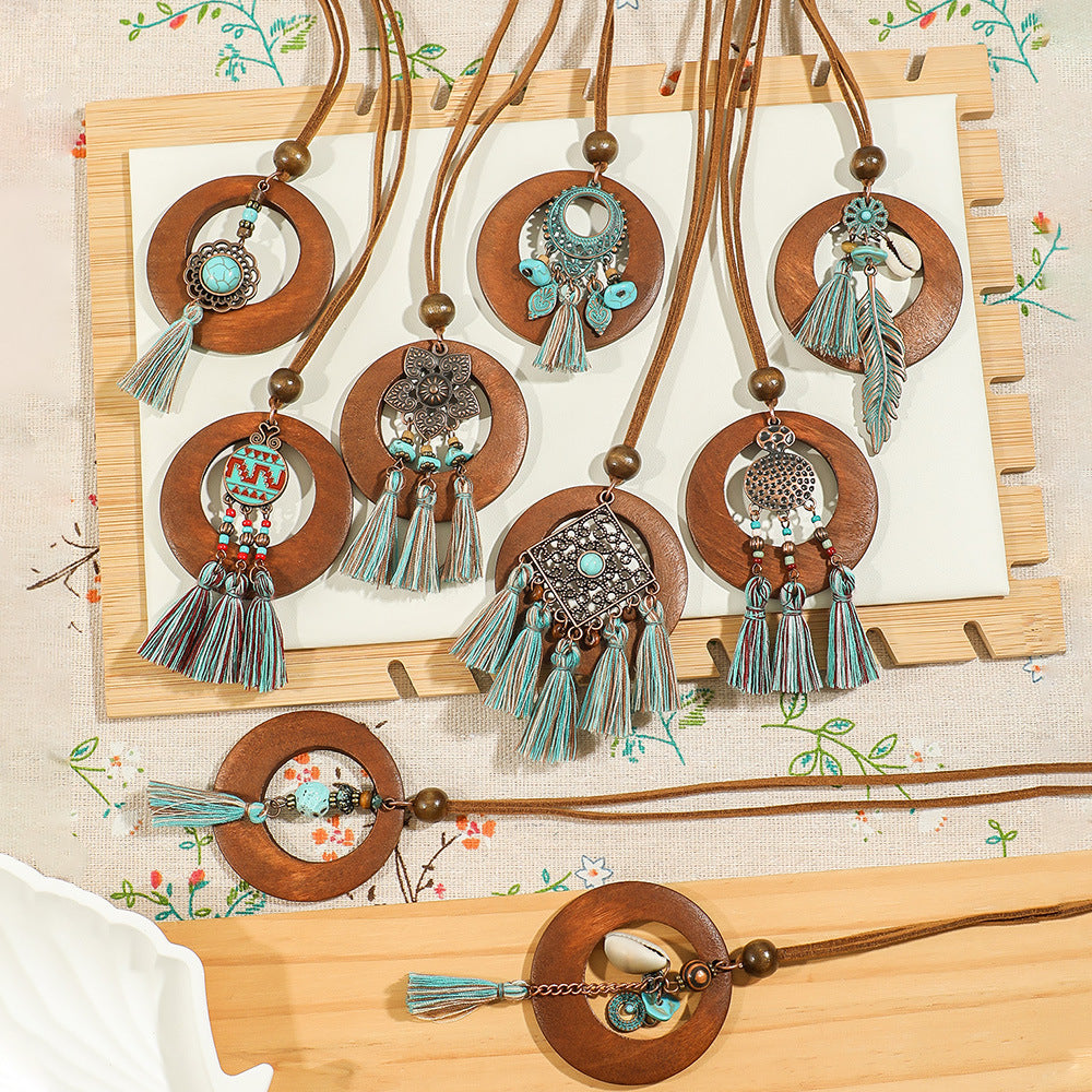 Bohemian Floral Shell Necklace Vintage Style Accessories