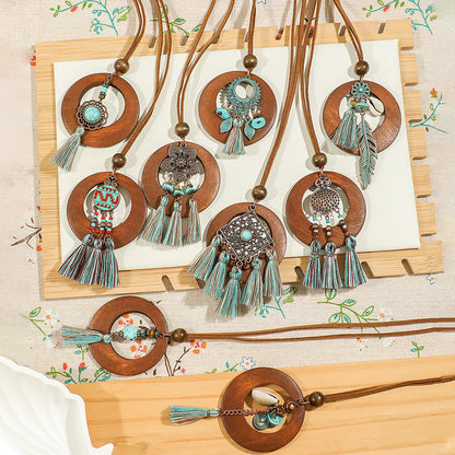 Bohemian Floral Shell Necklace Vintage Style Accessories