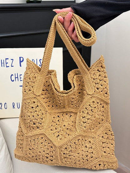 Women's Fashionable Crocheted Shoulder Bag Stylish Vacation Tote