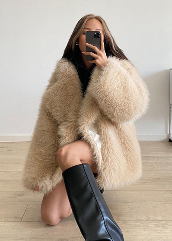 Suit Collar Fur Coat Premium Plush Material