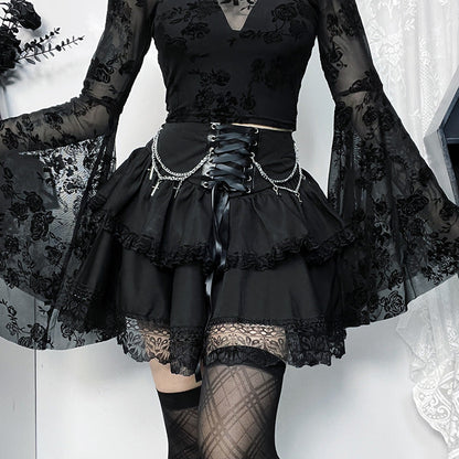 Gothic Layered Cross Chain Mini Skirt for Women