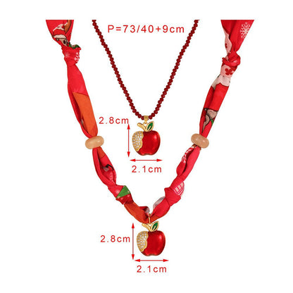 Dainty Enamel Apple Pendant Christmas Necklace