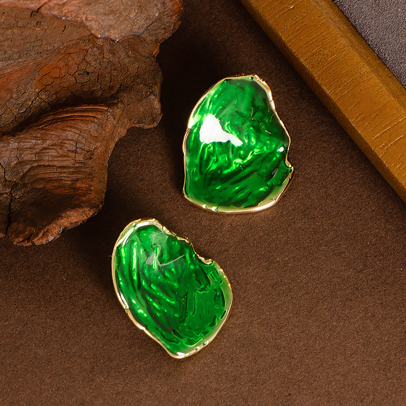 Geometric Enamel Drop Earrings Elegant Alloy Jewelry