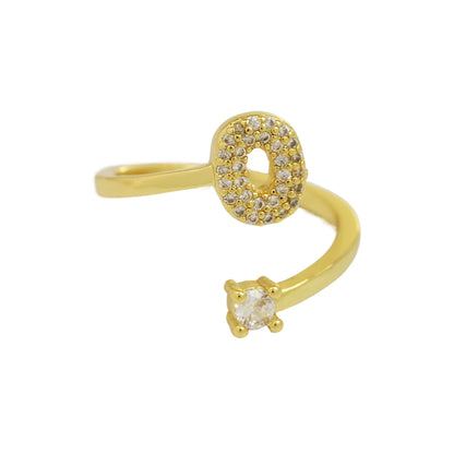 Letters AâZ Sparkling Zircon Adjustable Ring