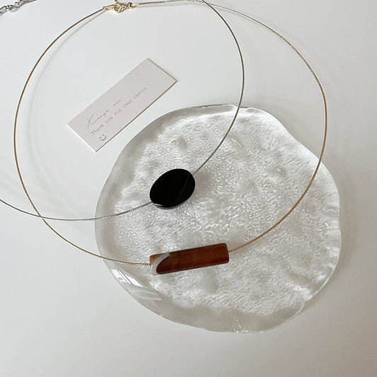 Minimalist Resin Pendant Chain Choker Necklace