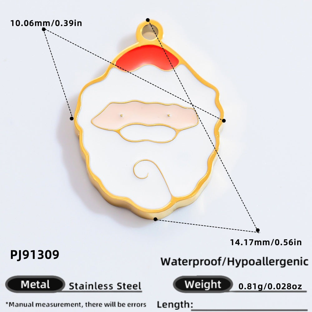DIY Christmas-Themed 18K Gold-Plated Stainless Steel Pendant Accessories