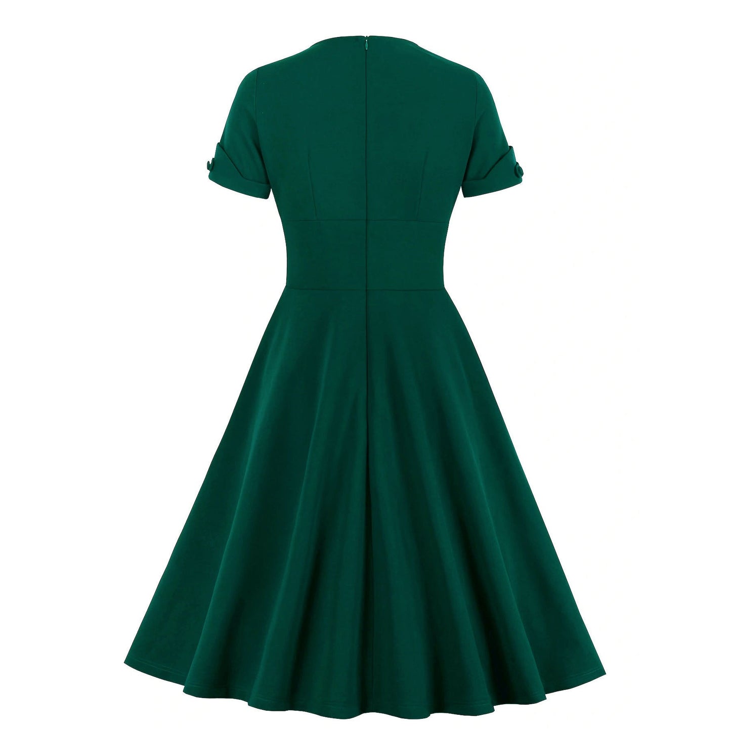 Retro V-Neck Waist-Tie Flared Dress