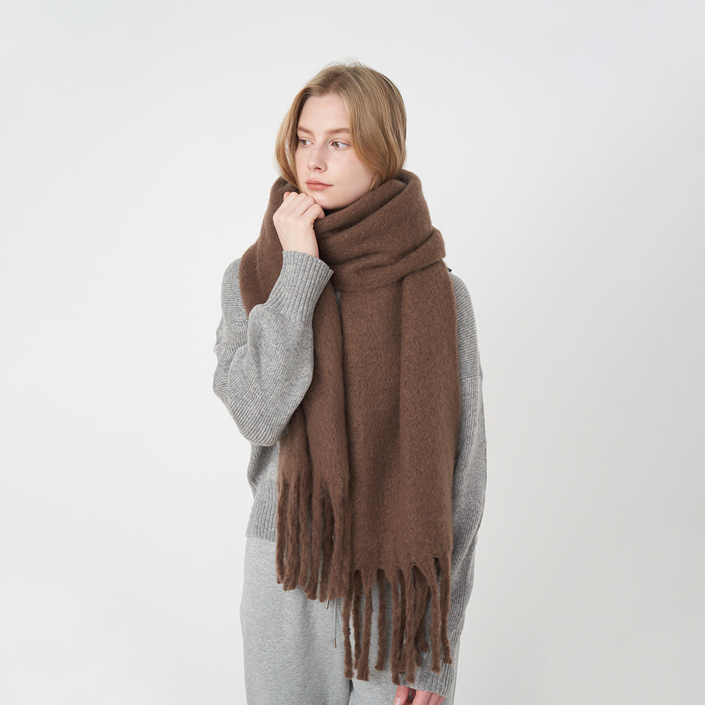 2+ Solid Color Tassel Mohair Scarves