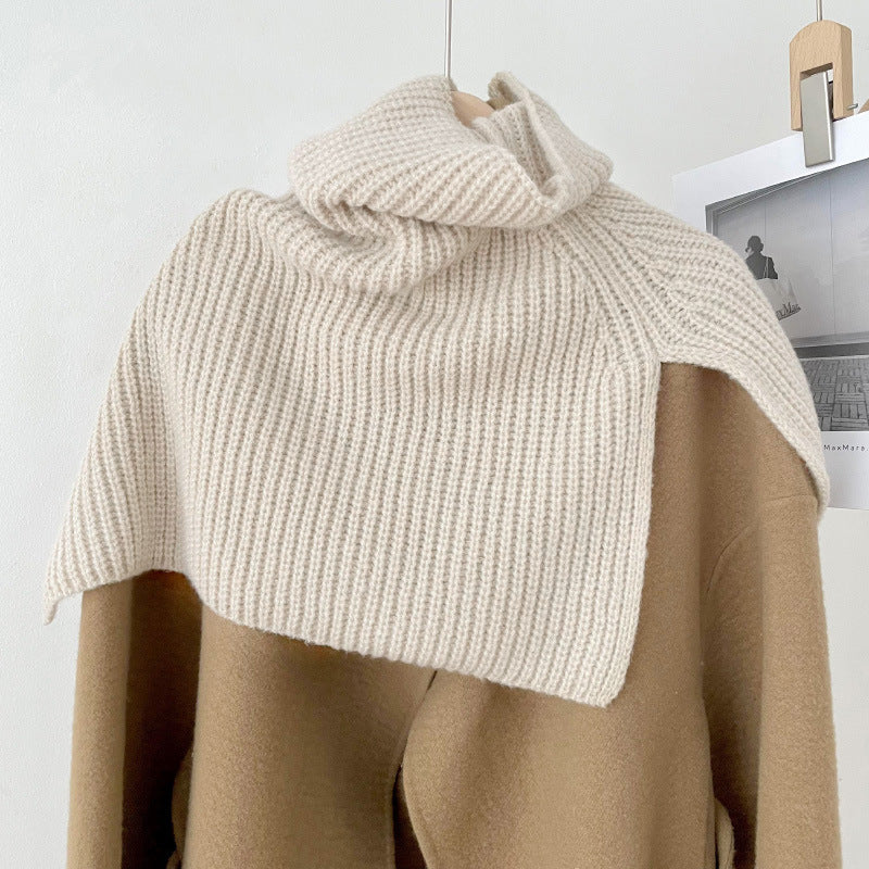 High Collor Split Solid Color Knit Scarve