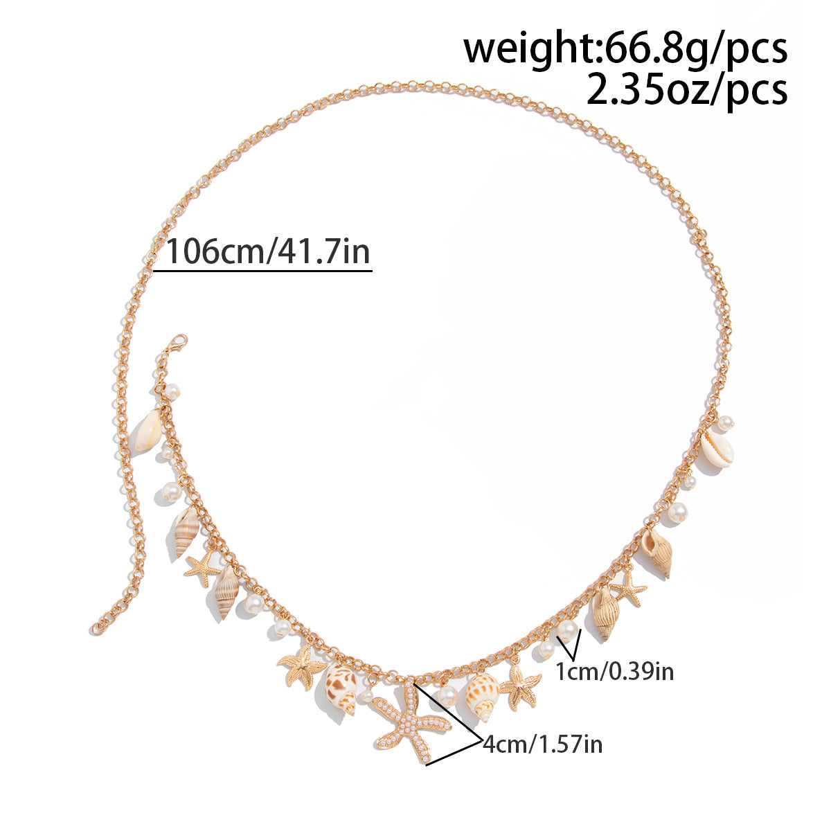 Boho Starfish Conch Pendant Waist Chain