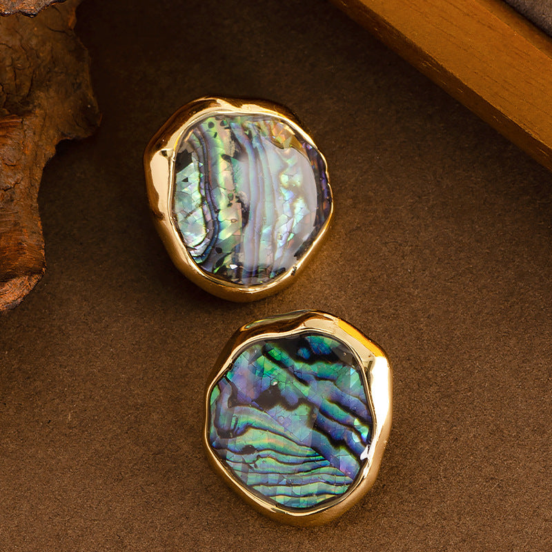 Chic Natural Abalone Shell Stud Earrings