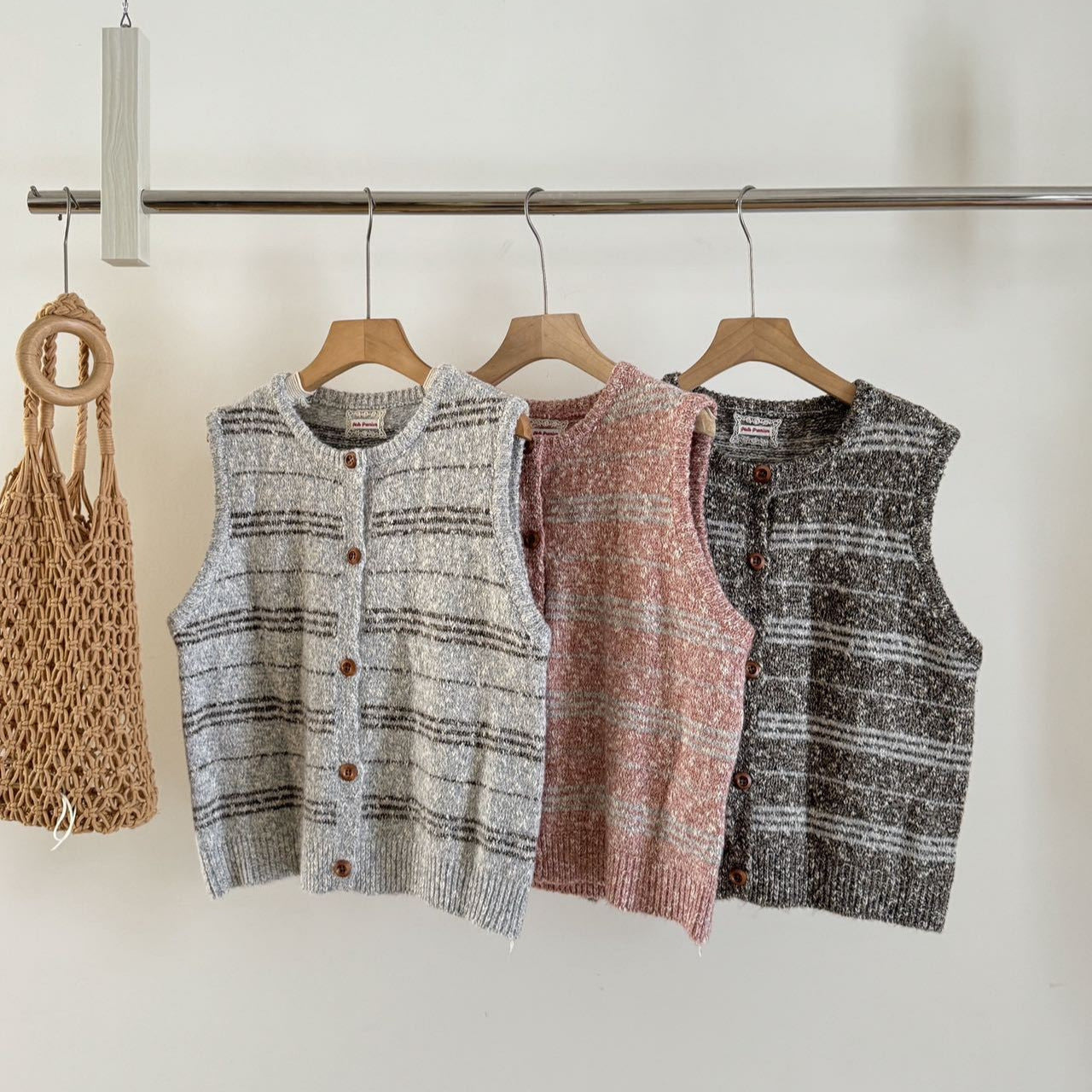 Color Block Knit Cardigan Vest for Women