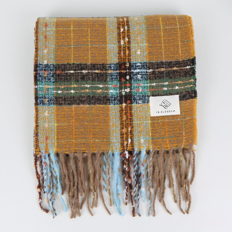 Classic Plaid Thicken Warm Christmas Theme Shawl