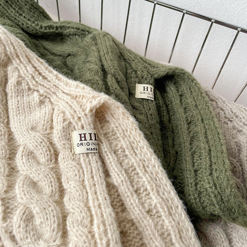 Twist Solid Color Split Pullover Knit Scarve