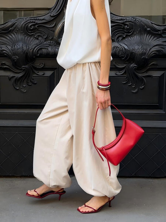 Cotton Lantern Pants Casual Street Style Loose Fit Trousers