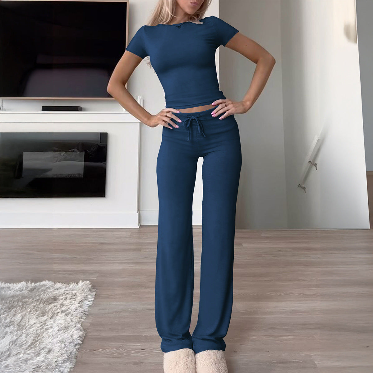 Elegant Solid Color Casual Set for Women