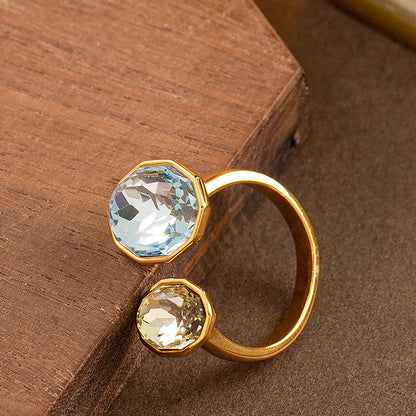 Geometric Zirconia Adjustable Open Ring Trendy Chic Jewelry
