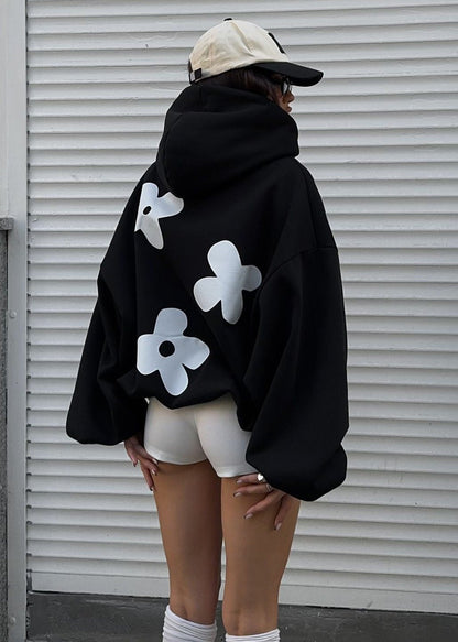 Oversized Hoodie Soft Fabric Floral Print