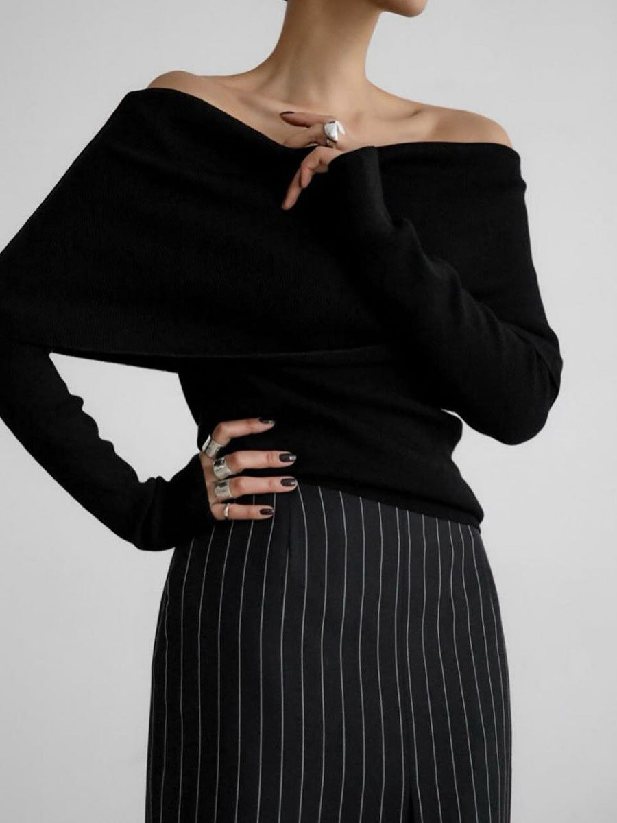Elegant Off-Shoulder Knit Sweater Casual Top