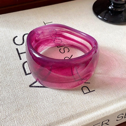 Multi-color Wide Irregular Simple Acrylic Bracelets