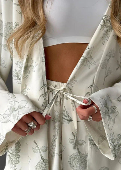 Two Piece Floral Lounge Set Lightweight Fabric