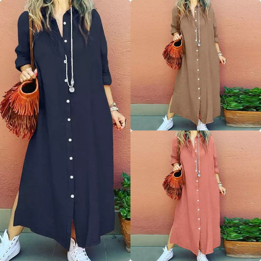 Women'S Dresses, Cotton And Linen Shirts, Long Dresses, Japanese And Korean Casual Long Sleeved Cardigan Dresses