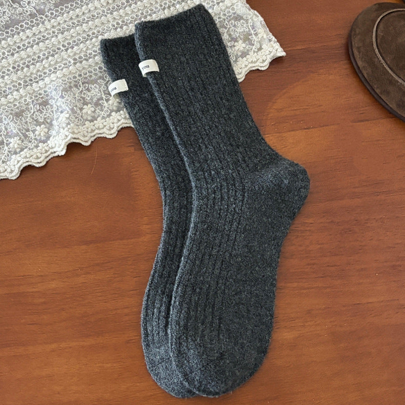 Winter Thermal Solid Color Crew Socks